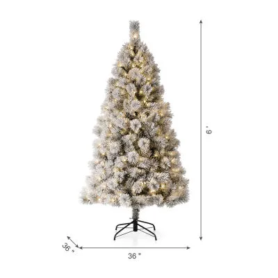 Glitzhome 6 Foot Flocked Pine Christmas Tree