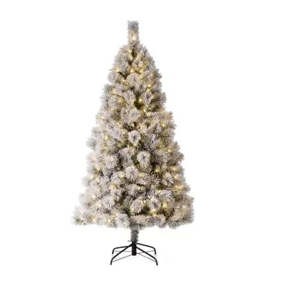 Glitzhome 6 Foot Flocked Pine Christmas Tree