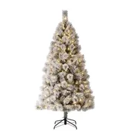 Glitzhome 6 Foot Flocked Pine Christmas Tree