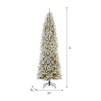 Glitzhome 9 Foot Pre-Lit Flocked Pine Christmas Tree