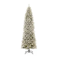 Glitzhome 9 Foot Pre-Lit Flocked Pine Christmas Tree