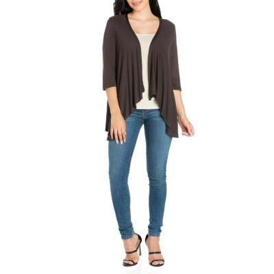 24/7 Comfort Apparel Womens Elbow Sleeve Open Cardigan