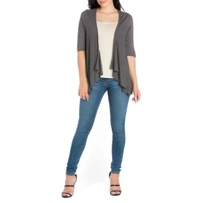 24/7 Comfort Apparel Womens Elbow Sleeve Open Cardigan