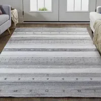 Weave And Wander Yurie Stripe Hand Knotted Indoor Rectangle Area Rugs