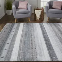 Weave And Wander Yurie Stripe Hand Knotted Indoor Rectangle Area Rugs