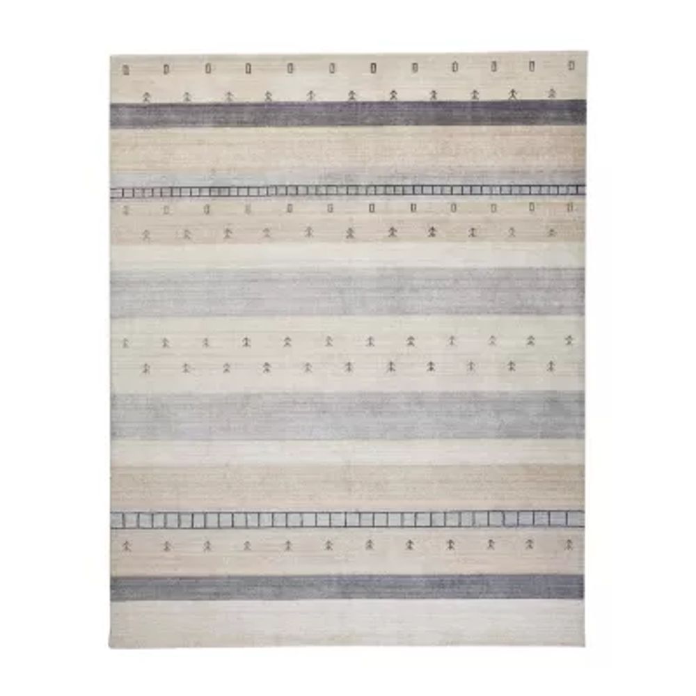 Weave And Wander Yurie Stripe Hand Knotted Indoor Rectangle Accent Rugs