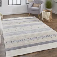 Weave And Wander Yurie Stripe Hand Knotted Indoor Rectangle Accent Rugs