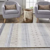 Weave And Wander Yurie Stripe Hand Knotted Indoor Rectangle Accent Rugs