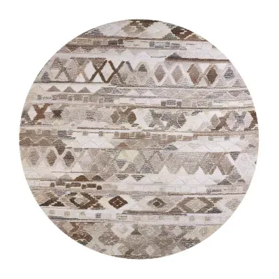 Weave And Wander Palatez Abstract Hand Tufted Indoor Round Area Rug