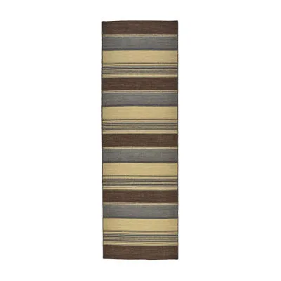 Weave And Wander Naida Striped Flatweave Reversible Indoor Rectangular Runner