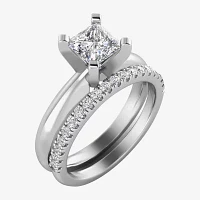 Certified 1 1/4 CT. T.W. (H / SI2) Lab-Grown Princess-Cut Solitaire Diamond Bridal Set 10K or 14K Gold