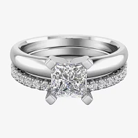 Certified 1 1/4 CT. T.W. (H / SI2) Lab-Grown Princess-Cut Solitaire Diamond Bridal Set 10K or 14K Gold