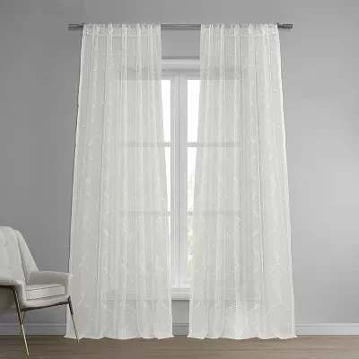 Exclusive Fabrics & Furnishing Florentina Rod Pocket Embroidered Sheer Single Curtain Panels