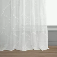 Exclusive Fabrics & Furnishing Florentina Rod Pocket Embroidered Sheer Single Curtain Panels