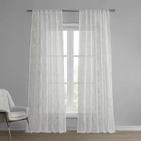 Exclusive Fabrics & Furnishing Patterned Linen Sheer Rod Pocket Single Curtain Panel