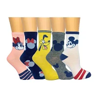 5 Pair Mickey Mouse Crew Socks Womens