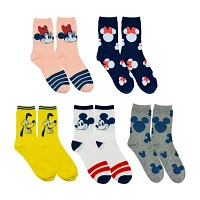 5 Pair Mickey Mouse Crew Socks Womens