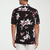 Cubavera Mens Regular Fit Short Sleeve Floral Button-Down Shirt