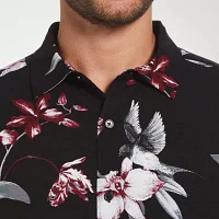 Cubavera Mens Regular Fit Short Sleeve Floral Button-Down Shirt