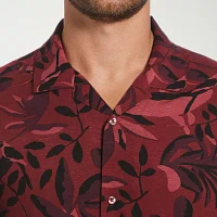 Cubavera Mens Regular Fit Short Sleeve Floral Button-Down Shirt