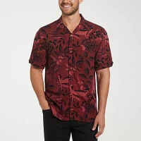 Cubavera Mens Regular Fit Short Sleeve Floral Button-Down Shirt