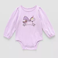 Okie Dokie Baby Girls Round Neck Long Sleeve Bodysuit