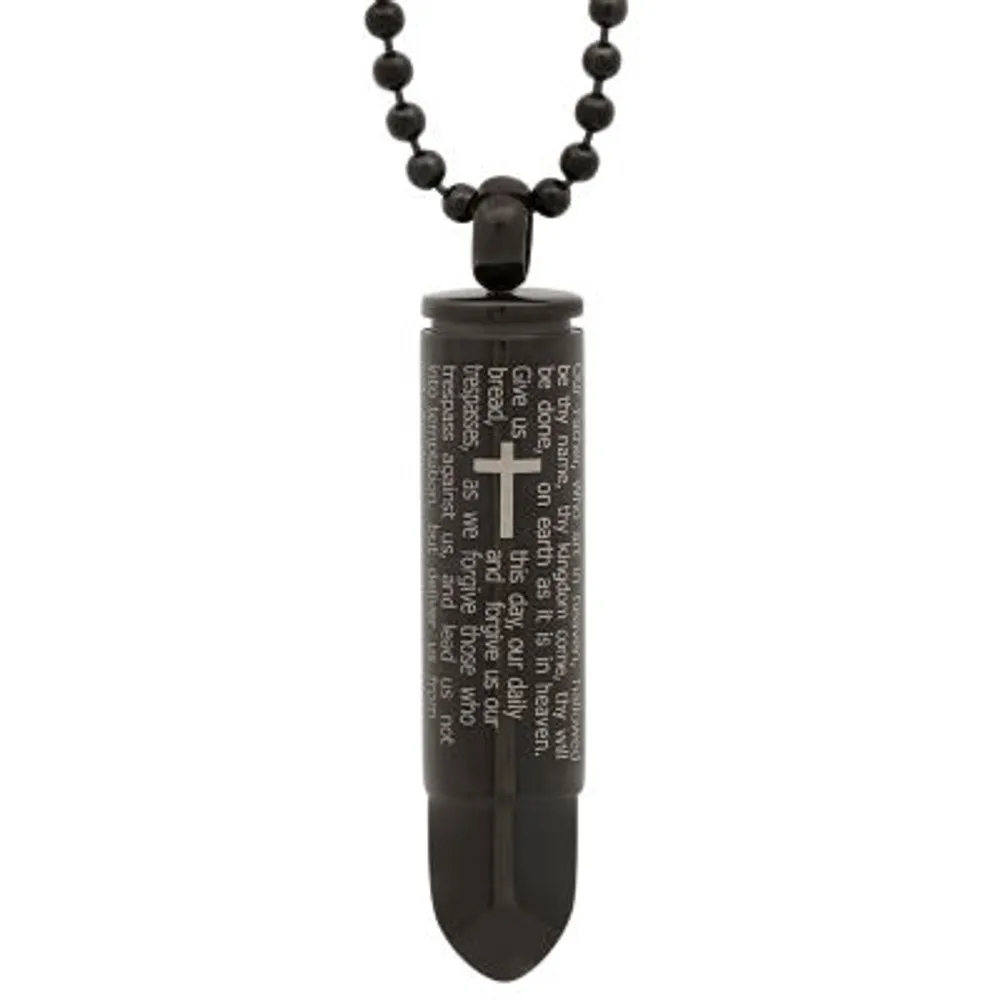 Jstyle Stainless Steel Black Cross Pendant Necklace for Men Lord's Prayer  Necklace Heavy Wheat Chain 22 24 30 Inch | Amazon.com