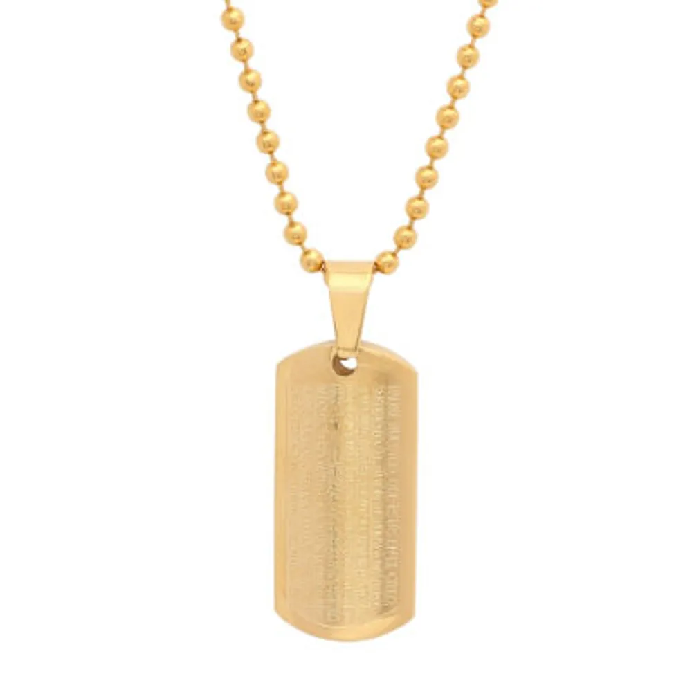 Mens 18K Gold over Stainless Steel Pendant Necklace