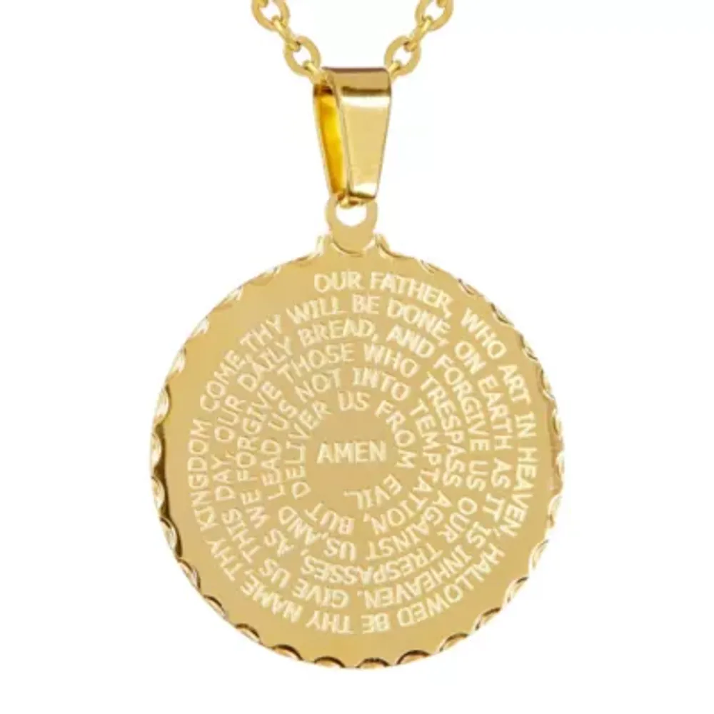 Mens 18K Gold over Stainless Steel Pendant Necklace
