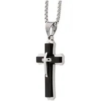 Mens 2-pc Stainless Steel Cross Necklace and ID bracelet Jewerly Set