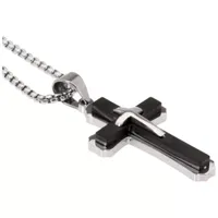 Mens 2-pc Stainless Steel Cross Necklace and ID bracelet Jewerly Set