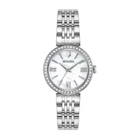 Bulova Womens Crystal Accent Silver Tone Stainless Steel 4-pc. Watch Boxed Set 96x149