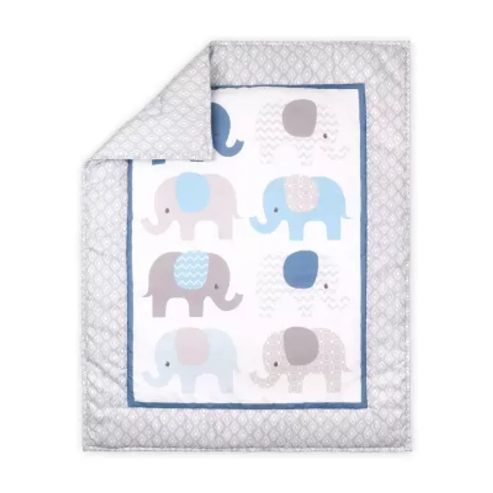 The Peanutshell Sleepy Elephant 3-pc. Crib Bedding Set