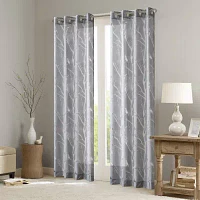 Madison Park Vina Bird Burnout Sheer Grommet Top Single Curtain Panel