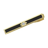 22K Gold Electroplated Tie Bar w/Diamond Chip