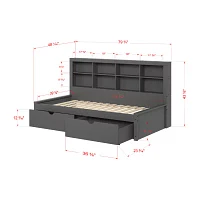 Bookcase Twin Daybed with Dual Underbed Drawers