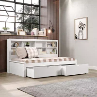 Bookcase Twin Daybed with Dual Underbed Drawers