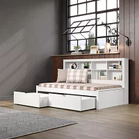 Bookcase Twin Daybed with Dual Underbed Drawers