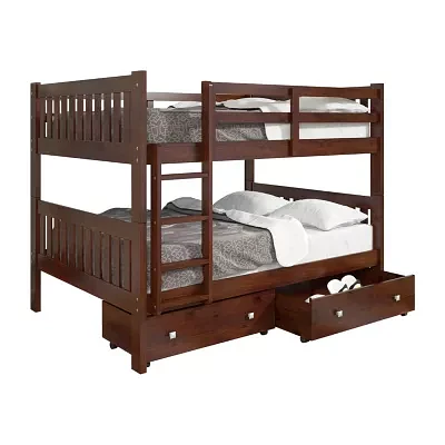 Austin Mission Full over Bunk Bed with Dual Underbed Drawers