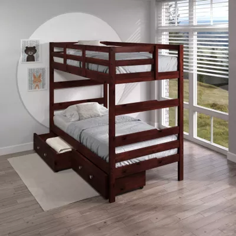 Promo Shaker Twin over Twin Bunkbed with Dual Underbed Drawers