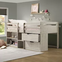 Handles Twin Low Loft Bed with Storage