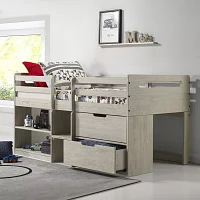 Handles Twin Low Loft Bed with Storage