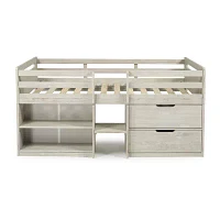 Handles Twin Low Loft Bed with Storage