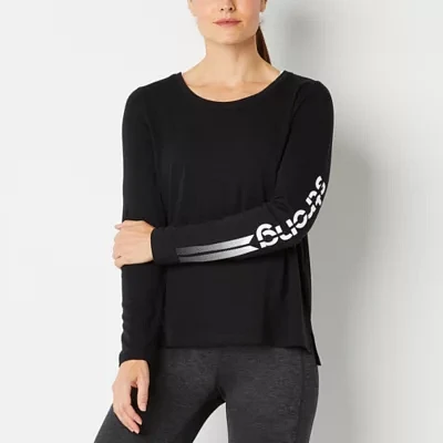 Xersion Womens Crew Neck Long Sleeve Graphic T-Shirt