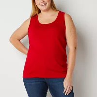 St. John's Bay Womens Plus Scoop Neck Sleeveless Tank Top