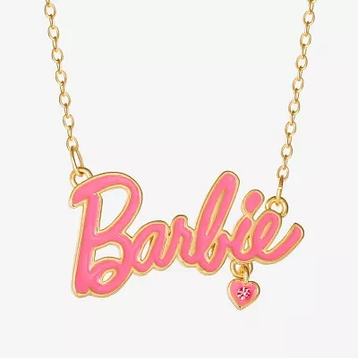 Womens Pink Crystal 18K Gold Over Brass Heart Pendant Necklaces
