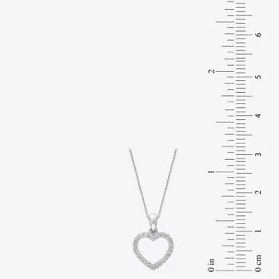 Womens 1/4 CT. T.W. Natural White Diamond 14K Gold Heart Pendant Necklace