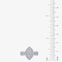 Diamond Blossom (H-I / I1) Womens 1 CT. T.W. Lab Grown White 10K Gold Marquise Halo Cocktail Ring