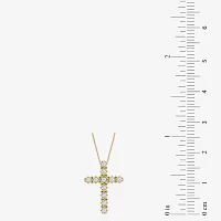 Womens 1/ CT. T.W. Natural White Diamond 10K Gold Cross Pendant Necklace