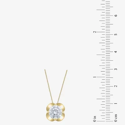 (H-I / Si2) Womens 1 CT. Lab Grown White Diamond 10K Gold Round Pendant Necklace